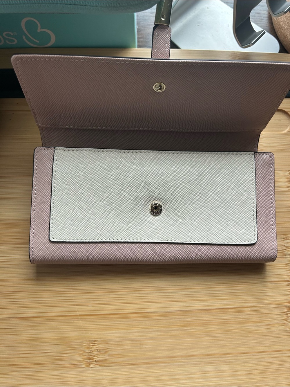 Two-Tone Pink and Cream Saffiano Leather Wallet